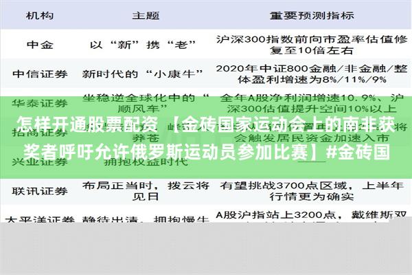 怎样开通股票配资 【金砖国家运动会上的南非获奖者呼吁允许俄罗斯运动员参加比赛】#金砖国