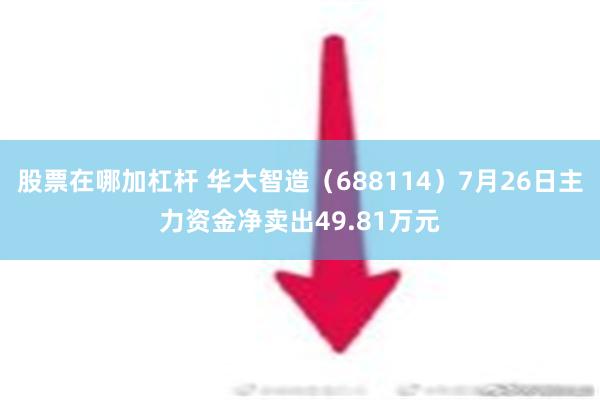 股票在哪加杠杆 华大智造（688114）7月26日主力资金净卖出49.81万元